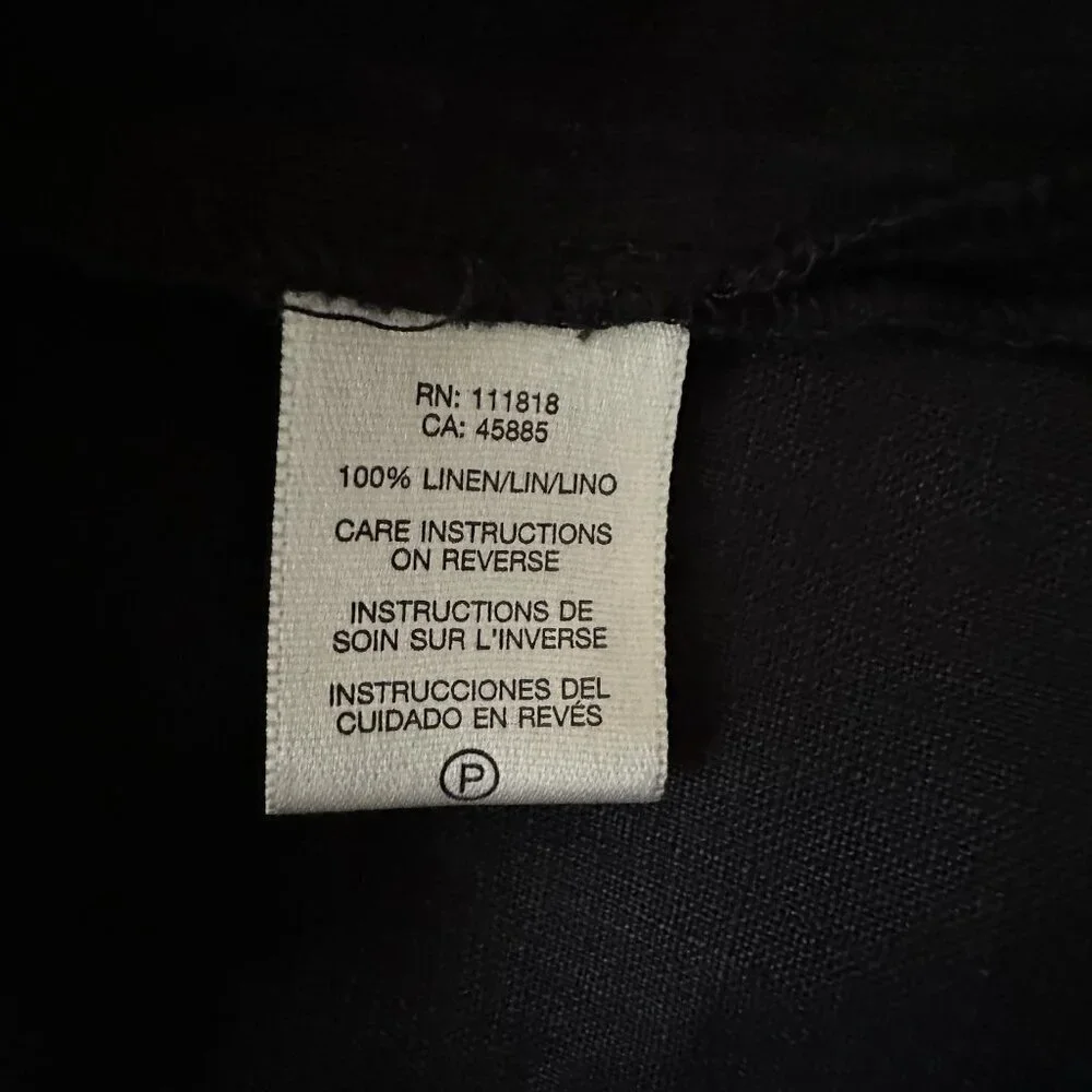 Michael Kors Small Navy 100% Linen Tunic Shirt Embellished Top 3/4 Sleeve Office - Picture 9 of 10